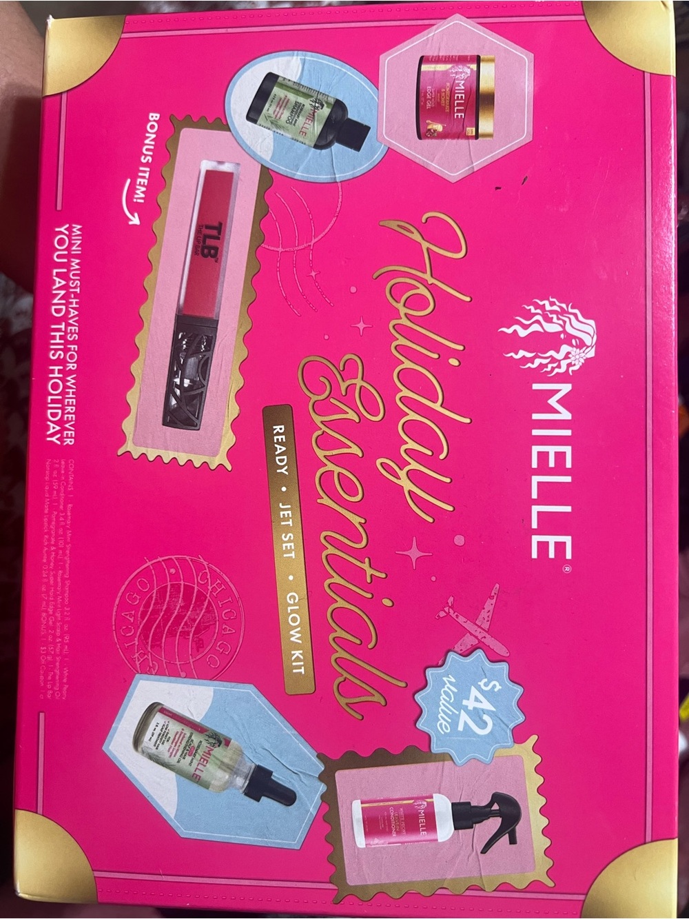 Mielle Holiday Essentials Ready Jet Set Glow Kit - Pink